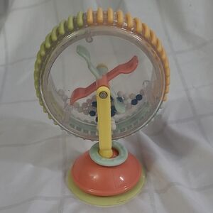 Colorful Spinning Rattle Toy in Coral, Yellow & Mint